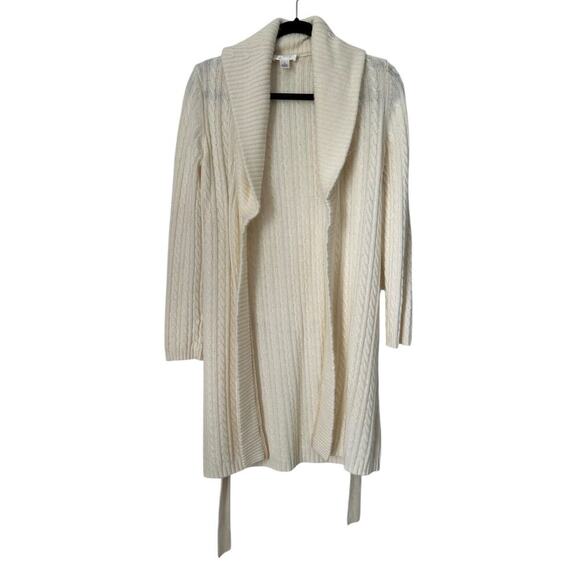 Ann Taylor Loft Sweater Size S Ivory Angora Rabbit Hair Blend Open Cardigan - Picture 2 of 11